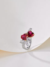 Load image into gallery viewer Duel Heart red corundum heart-shaped ring
