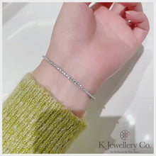 Load the video into the gallery viewer and play, Cubic Zirconia Half Paved Bangle high carbon diamond half circle 3-point row diamond bracelet
