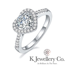 Load image into gallery viewer Moissanite Heart Full Paved Ring Moissanite Heart Ring
