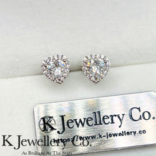 Load image into gallery viewer Moissanite Heart Shape Halo Ear Studs Moissanite Heart Shape Halo Ear Studs
