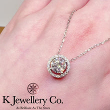 Load the video into the gallery viewer and play, Moissanite Round Halo Necklace Moissanite Round Halo Necklace
