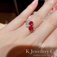 Load image into gallery viewer Duel Heart red corundum heart-shaped ring
