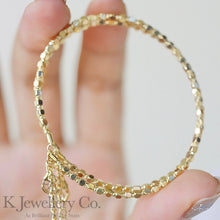 Load image into gallery viewer 18K Gold Cube Bangle 18K cube sparkling bead bracelet
