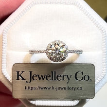 Load the video into the gallery viewer and play, Moissanite Round Halo Full Paved Ring Moissanite Round Halo Ring
