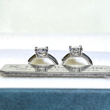Load image into gallery viewer Moissanite 0.5ct Four Prongs Circle Earrings Moissanite 50 points four prong earrings
