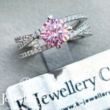 Load image into gallery viewer Moissanite Pink Eternity Love Ring Customized pink moissanite eternal love ring
