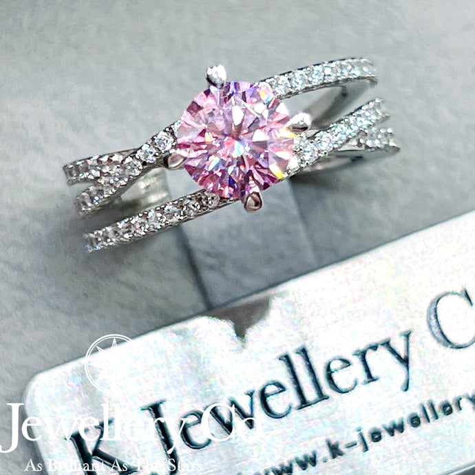 Moissanite Pink Eternity Love Ring Customized pink moissanite eternal love ring