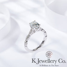 Load image into gallery viewer Moissanite 1.5ct Oval Cut Full Paved Ring Customized oval 1.5 carat full moissanite vintage surrounding ring

