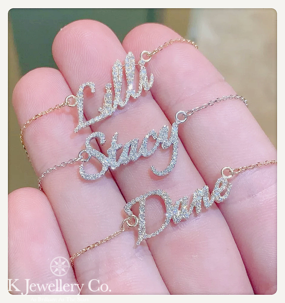Moissanite Customized Name Necklace Bracelet customized version of full moissanite name letter necklace bracelet