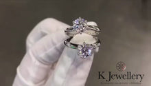 Load the video into the gallery viewer and play, Moissanite Ring Museum Round Moissanite Six-Prong Diamond Ribbon Style
