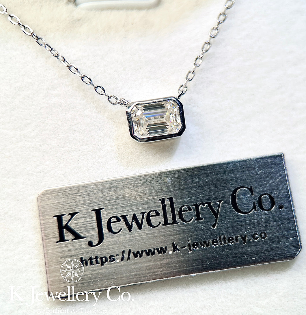 Moissanite Emerald Cut Necklace Moissanite Emerald Cut 1 Card Necklace