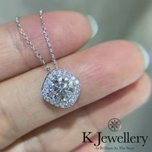 Load the video into the gallery viewer and play, Moissanite Square Full Paved Necklace Moissanite Square Bezel Necklace
