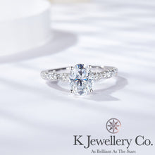 Load image into gallery viewer Moissanite 1.5ct Oval Cut Full Paved Ring Customized oval 1.5 carat full moissanite vintage surrounding ring
