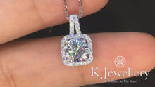 Load the video into the gallery viewer and play, Moissanite Square Full Paved Necklace Moissanite Square Full Paved Necklace
