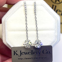 Load the video into the gallery viewer and play, Moissanite Six Claws Drop Earrings Moissanite Six Claws Long Earrings
