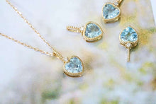 將圖片載入圖庫檢視器 Diamond 18K Gold Aquamarine Heart Shape Pendant 18K金海藍寶40分愛心吊墜
