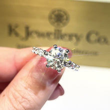 Load the video into the gallery viewer and play, Moissanite 3ct Full Paved Six Prong Ring Moissanite 3 card surrounded by six prong ring
