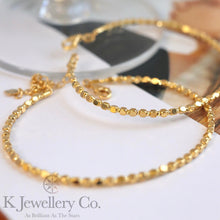 Load image into gallery viewer 18K Gold Cube Bangle 18K cube sparkling bead bracelet
