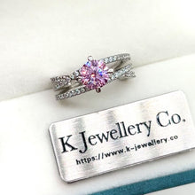 Load the video into the gallery viewer and play, Moissanite Pink Eternity Love Ring Customized pink moissanite eternal love ring
