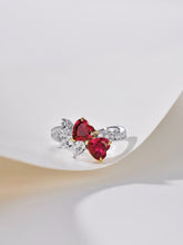 Load image into gallery viewer Duel Heart red corundum heart-shaped ring
