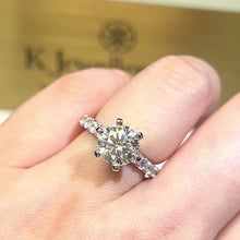 Load the video into the gallery viewer and play, Moissanite 3ct Full Paved Six Prong Ring Moissanite 3 card surrounded by six prong ring
