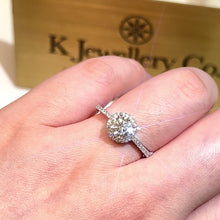 Load the video into the gallery viewer and play, Moissanite Round Halo Full Paved Ring Moissanite Round Halo Ring

