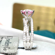 Load image into gallery viewer Moissanite Pink Eternity Love Ring Customized pink moissanite eternal love ring
