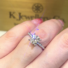 Load the video into the gallery viewer and play, Moissanite Elegant Four Prong Ring 1.5 Carat Full Moissanite High Setting Vintage Ring
