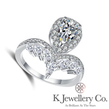 Load image into gallery viewer Moissanite Pear Josephine Ring Moissanite pear-shaped with marquise ring
