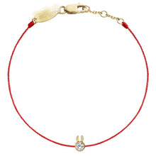 Load image into gallery viewer Diamond 18K Gold 0.1ct Rabbit redline Bracelet 18K natural diamond rabbit 10 points red rope/K gold bracelet

