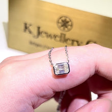 Load the video into the gallery viewer and play, Moissanite Emerald Cut Necklace Moissanite Emerald Cut 1 Card Necklace
