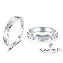 將圖片載入圖庫檢視器 Moissanite Couple Princess Cut Ring 莫桑石公主方石情侶戒指
