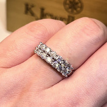 Load the video into the gallery viewer and play, Moissanite 1.4ct Stars Stacking Ring Moissanite 1.4ct double layer seven diamond ring

