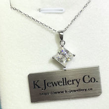 Load the video into the gallery viewer and play, Moissanite Princess Cut Necklace Moissanite Princess Cut Necklace
