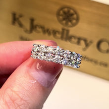 Load the video into the gallery viewer and play, Moissanite 1.4ct Stars Stacking Ring Moissanite 1.4ct double layer seven diamond ring

