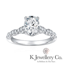 Load image into gallery viewer Moissanite 1.5ct Oval Cut Full Paved Ring Customized oval 1.5 carat full moissanite vintage surrounding ring
