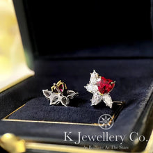 Load image into gallery viewer Duel Heart red corundum heart-shaped earrings
