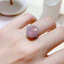 Load image into gallery viewer Cubic Zirconia Pink The One Halo Ring Pink high carbon diamond 3 carat egg-shaped surrounding ring
