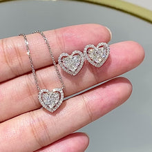 Load the video into the gallery viewer and play, Imported high carbon diamond hollow love surrounding necklace/earrings
