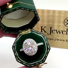 將影片載入圖庫檢視器並播放，Moissanite Oval Paved Ring 莫桑石橢圓形圍鑲1ct 2ct 戒指
