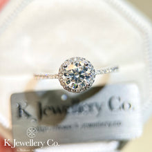 Load image into gallery viewer Moissanite Round Halo Full Paved Ring Moissanite Round Halo Ring
