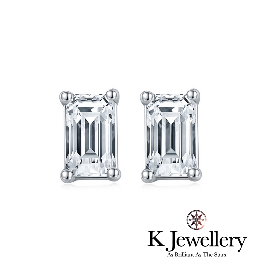 Moissanite Emerald Cut Ear Studs Moissanite grandmother cut earrings
