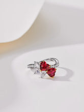 Load image into gallery viewer Duel Heart red corundum heart-shaped ring
