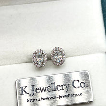 Load image into gallery viewer Moissanite Oval Halo Ear Studs Moissanite Oval surrounding earrings
