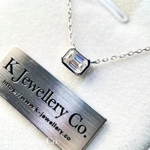 Load image into gallery viewer Moissanite Emerald Cut Necklace Moissanite Emerald Cut 1 Card Necklace

