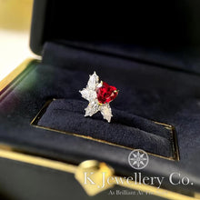 Load image into gallery viewer Duel Heart red corundum heart-shaped earrings
