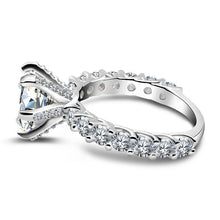 Load image into gallery viewer Moissanite 3ct Full Paved Six Prong Ring Moissanite 3 card surrounded by six prong ring
