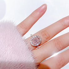 將圖片載入圖庫檢視器 Cubic Zirconia Pink The One Halo Ring 粉紅高碳鑽3卡蛋型圍鑲戒指
