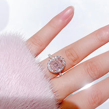 Load image into gallery viewer Cubic Zirconia Pink The One Halo Ring Pink high carbon diamond 3 carat egg-shaped surrounding ring

