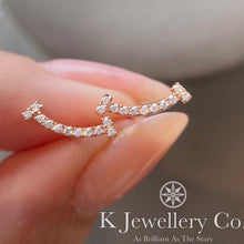 Load image into gallery viewer Diamond 18K Gold Smile Ear Studs

